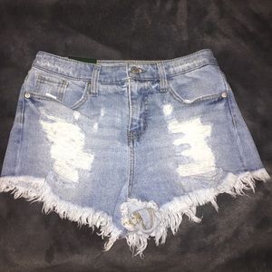 Light Blue Distressed Shorts